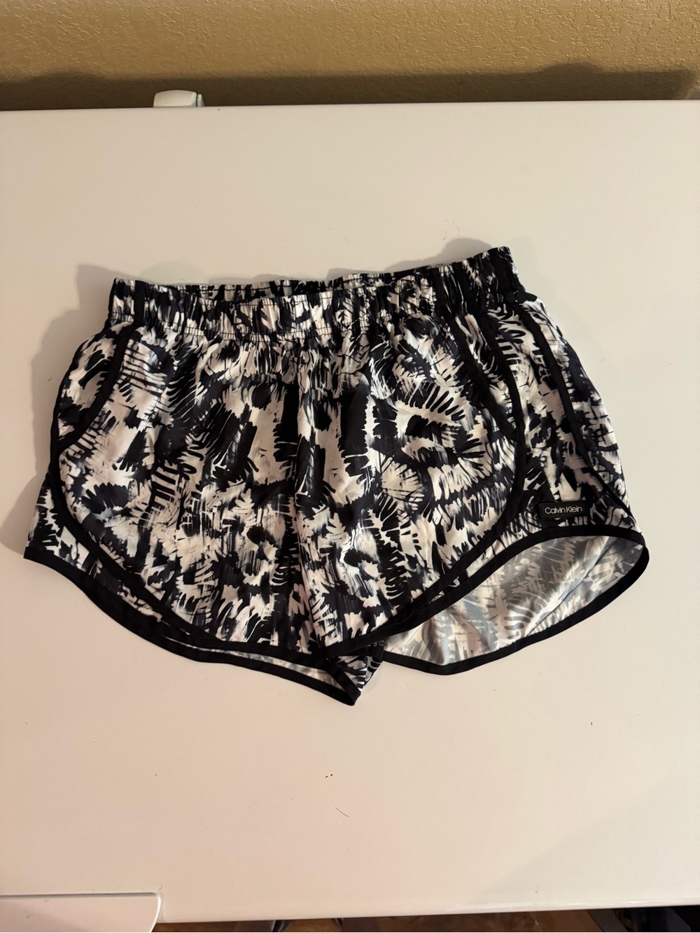 Calvin Klein Black & White Abstract Athletic Shorts